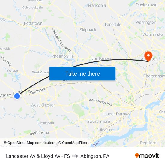 Lancaster Av & Lloyd Av - FS to Abington, PA map