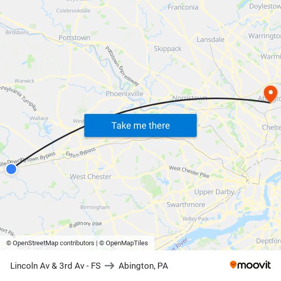 Lincoln Av & 3rd Av - FS to Abington, PA map