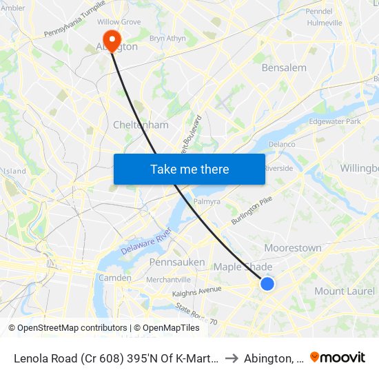 Lenola Road (Cr 608) 395'N Of K-Mart Drive to Abington, PA map