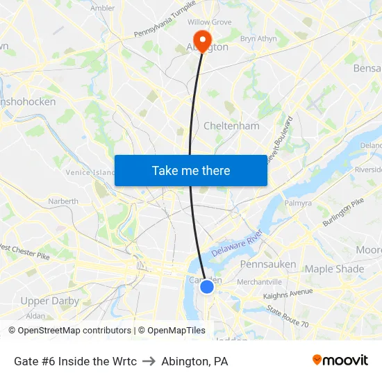 Gate #6 Inside the Wrtc to Abington, PA map