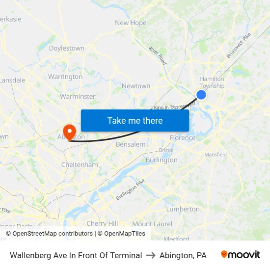 Wallenberg Ave In Front Of Terminal to Abington, PA map