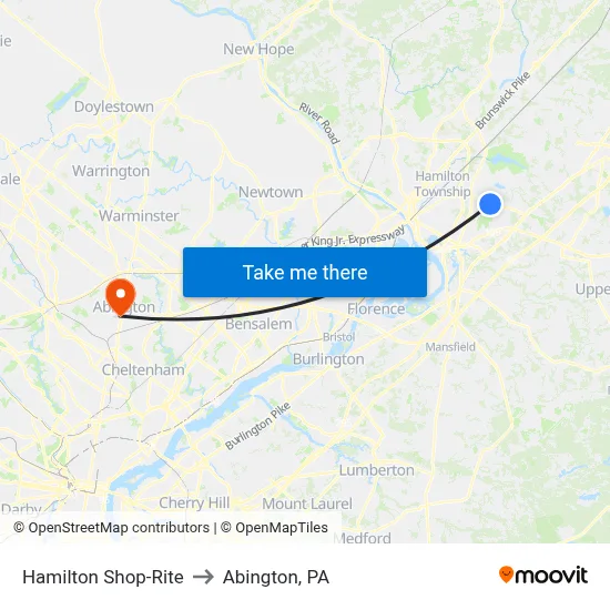 Hamilton Shop-Rite to Abington, PA map