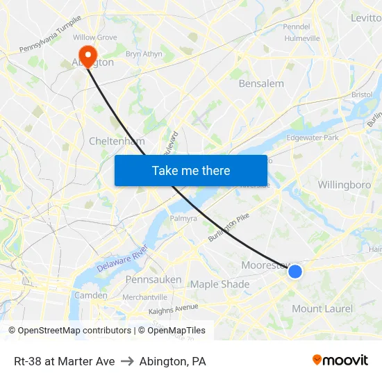 Rt-38 at Marter Ave to Abington, PA map