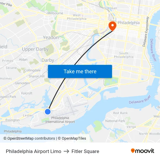 Philadelphia Airport Limo to Fitler Square map
