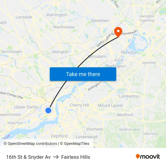 16th St & Snyder Av to Fairless Hills map