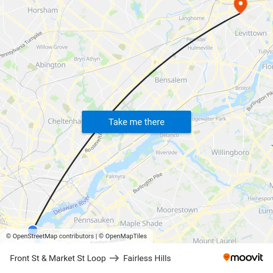 Front St & Market St Loop to Fairless Hills map