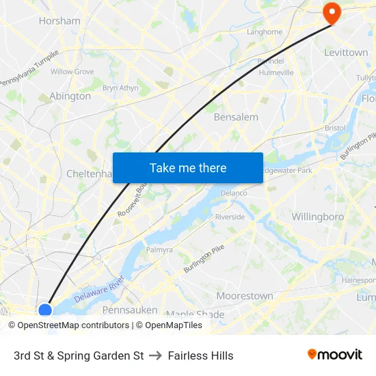 3rd St & Spring Garden St to Fairless Hills map