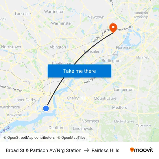 Broad St & Pattison Av/Nrg Station to Fairless Hills map