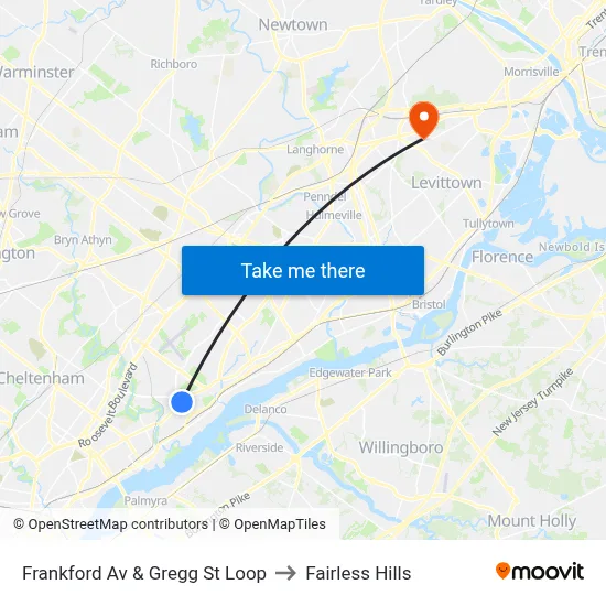 Frankford Av & Gregg St Loop to Fairless Hills map