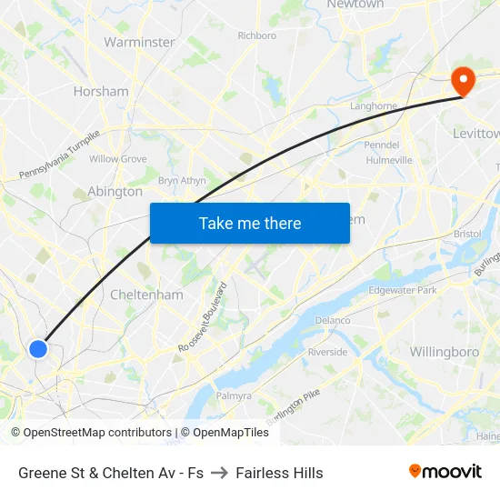 Greene St & Chelten Av - Fs to Fairless Hills map