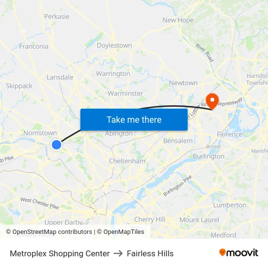Metroplex Shopping Center to Fairless Hills map