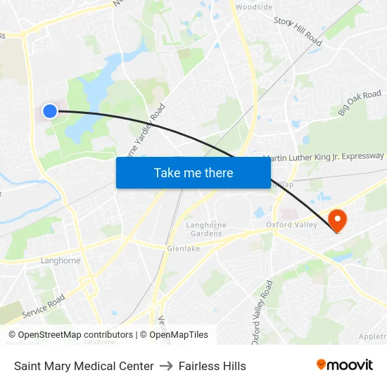 Saint Mary Medical Center to Fairless Hills map