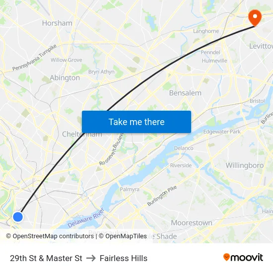 29th St & Master St to Fairless Hills map