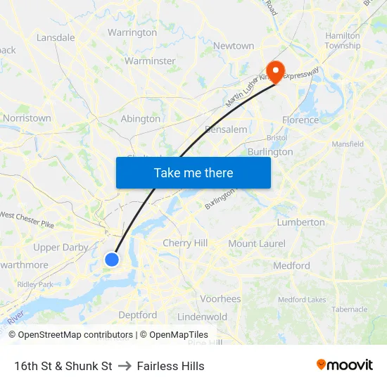 16th St & Shunk St to Fairless Hills map