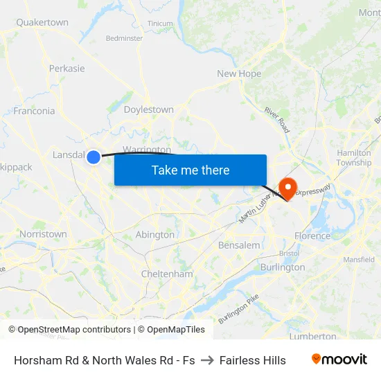 Horsham Rd & North Wales Rd - Fs to Fairless Hills map
