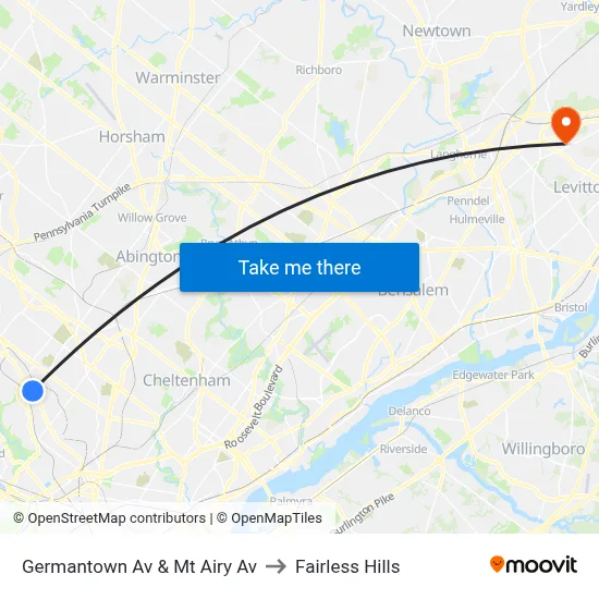 Germantown Av & Mt Airy Av to Fairless Hills map