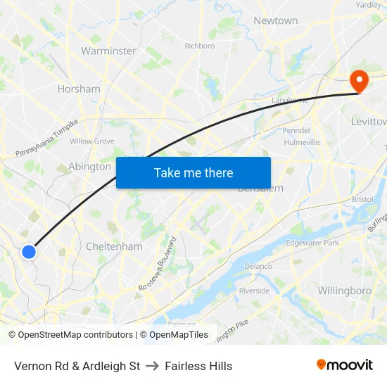 Vernon Rd & Ardleigh St to Fairless Hills map