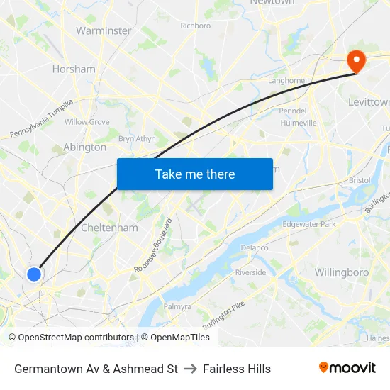 Germantown Av & Ashmead St to Fairless Hills map