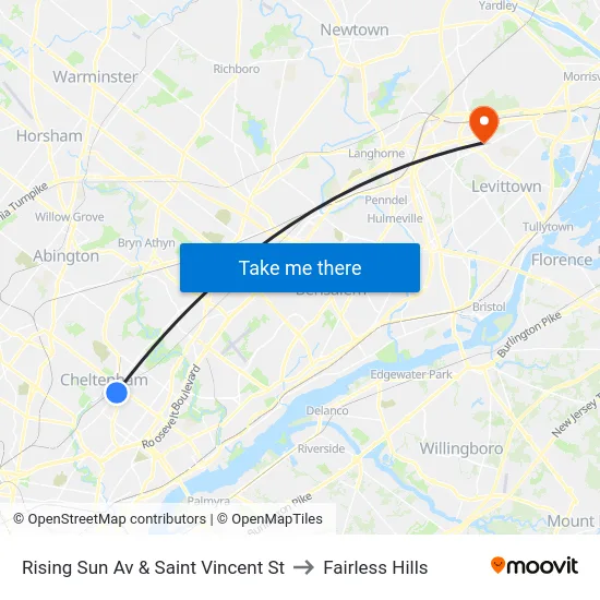 Rising Sun Av & Saint Vincent St to Fairless Hills map