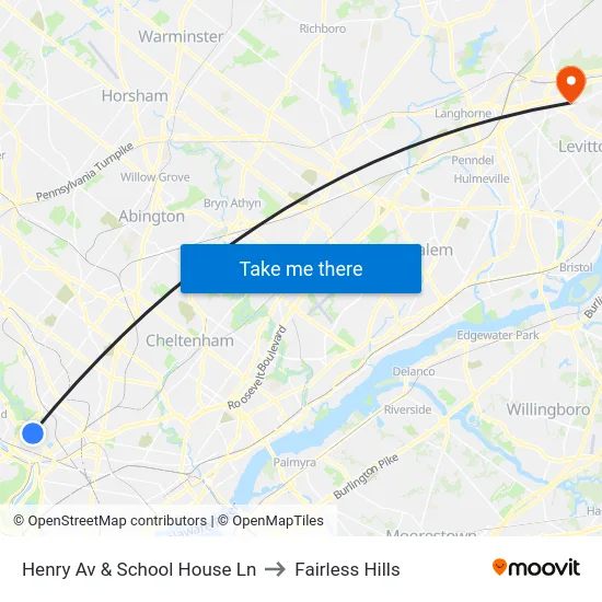 Henry Av & School House Ln to Fairless Hills map