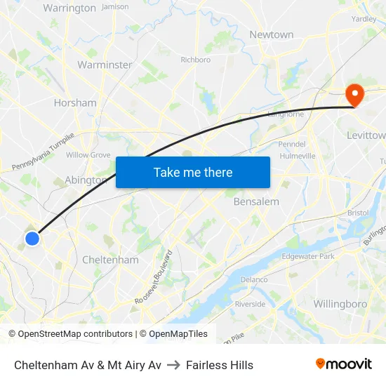 Cheltenham Av & Mt Airy Av to Fairless Hills map