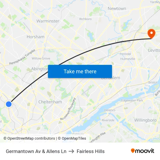 Germantown Av & Allens Ln to Fairless Hills map