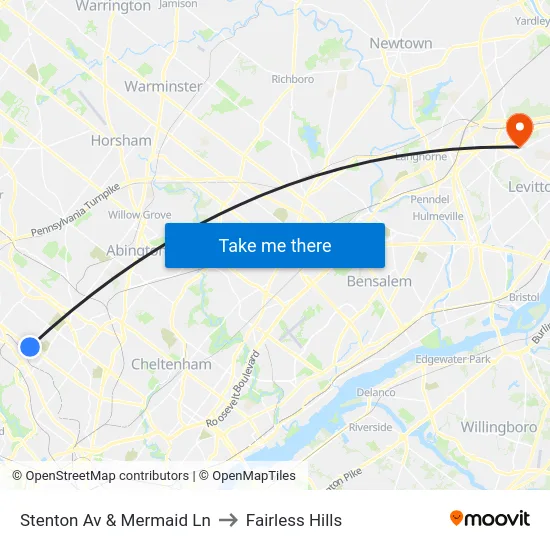 Stenton Av & Mermaid Ln to Fairless Hills map
