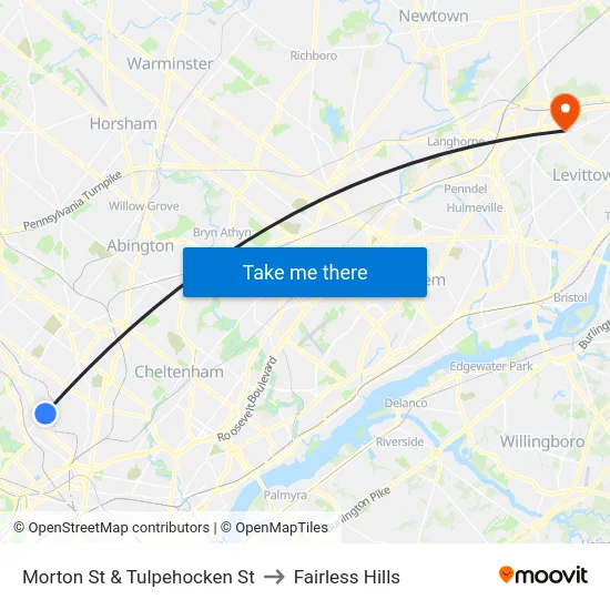 Morton St & Tulpehocken St to Fairless Hills map