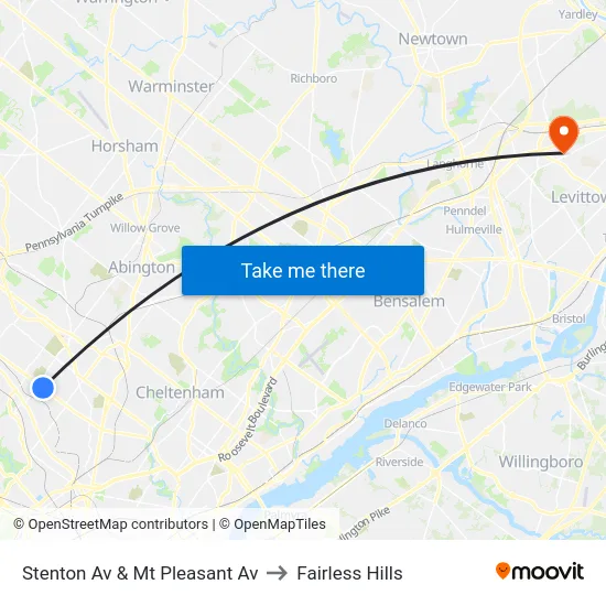 Stenton Av & Mt Pleasant Av to Fairless Hills map