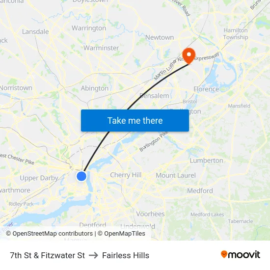 7th St & Fitzwater St to Fairless Hills map