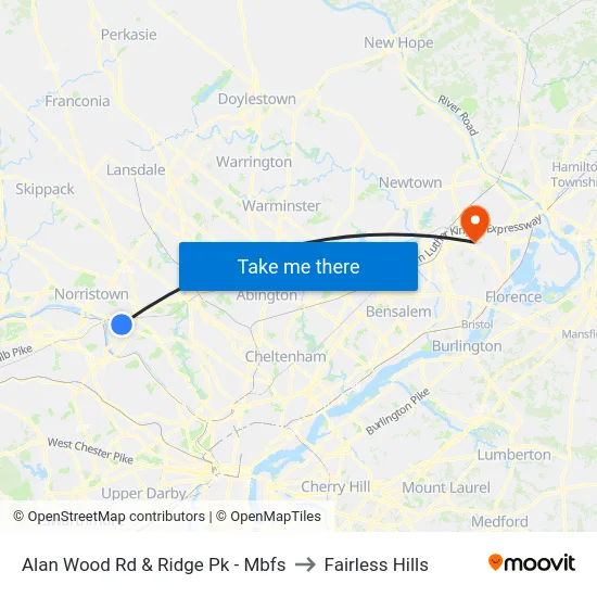 Alan Wood Rd & Ridge Pk - Mbfs to Fairless Hills map