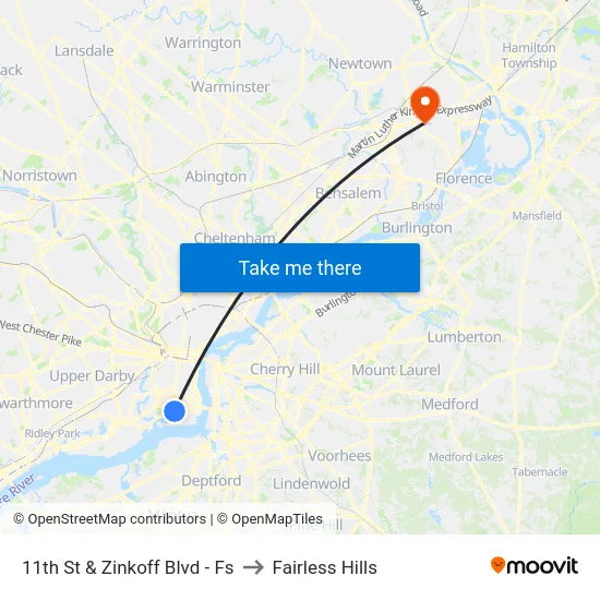 11th St & Zinkoff Blvd - Fs to Fairless Hills map