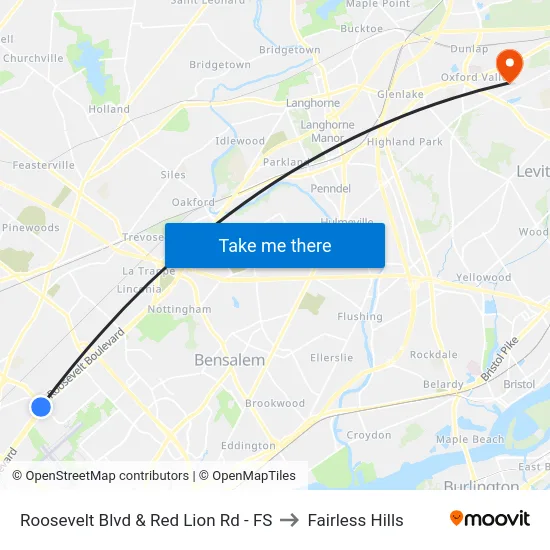 Roosevelt Blvd & Red Lion Rd - FS to Fairless Hills map