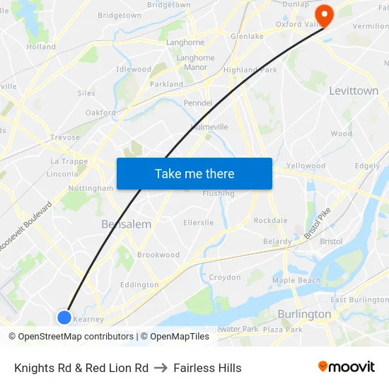 Knights Rd & Red Lion Rd to Fairless Hills map