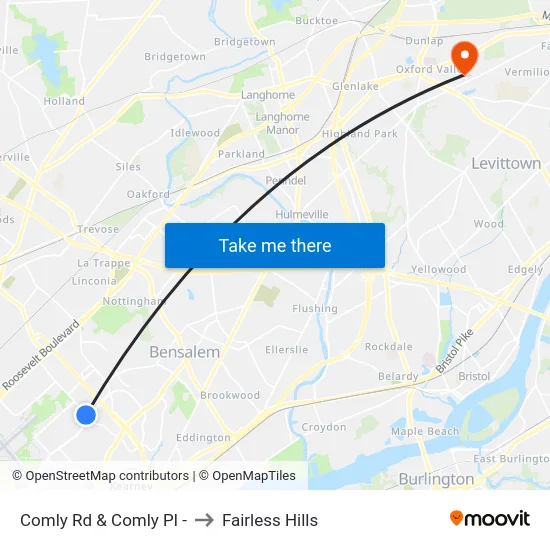 Comly Rd & Comly Pl - to Fairless Hills map
