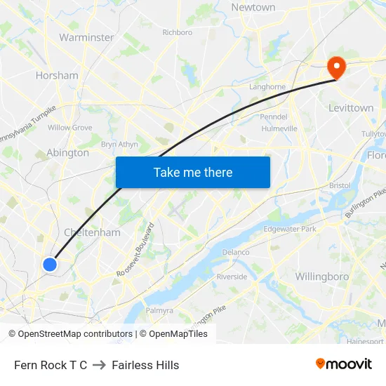 Fern Rock T C to Fairless Hills map