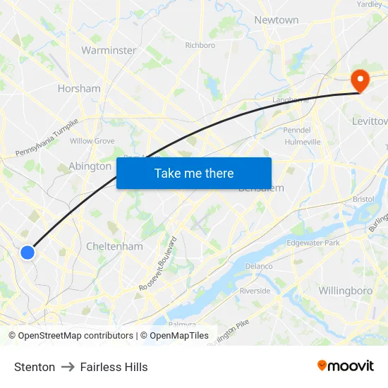 Stenton to Fairless Hills map