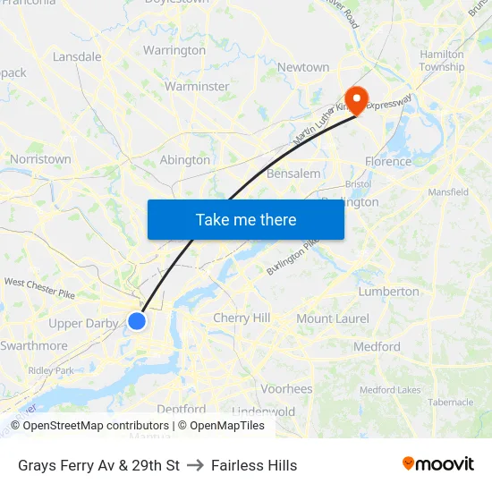 Grays Ferry Av & 29th St to Fairless Hills map