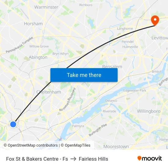 Fox St & Bakers Centre - Fs to Fairless Hills map