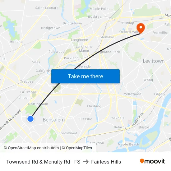 Townsend Rd & Mcnulty Rd - FS to Fairless Hills map