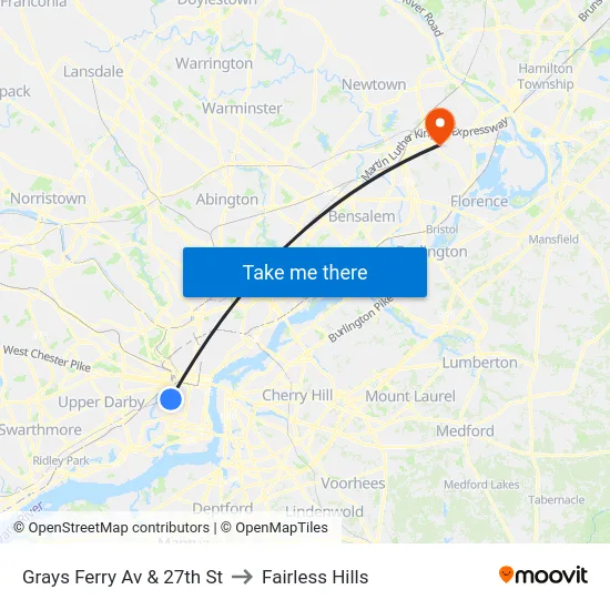 Grays Ferry Av & 27th St to Fairless Hills map