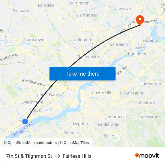 7th St & Tilghman St to Fairless Hills map