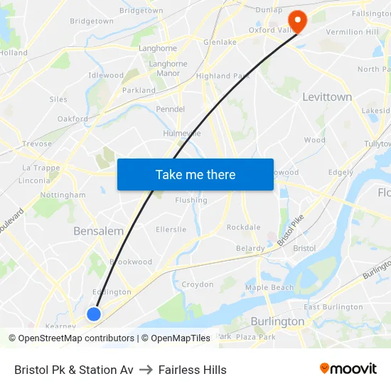 Bristol Pk & Station Av to Fairless Hills map