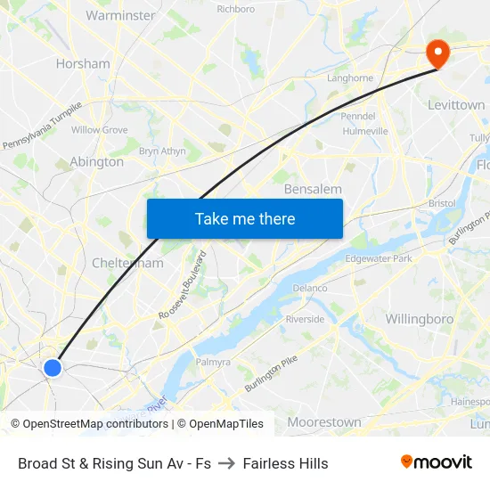Broad St & Rising Sun Av - Fs to Fairless Hills map