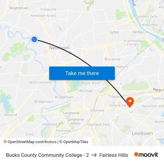 Bucks County Community College - 2 to Fairless Hills map