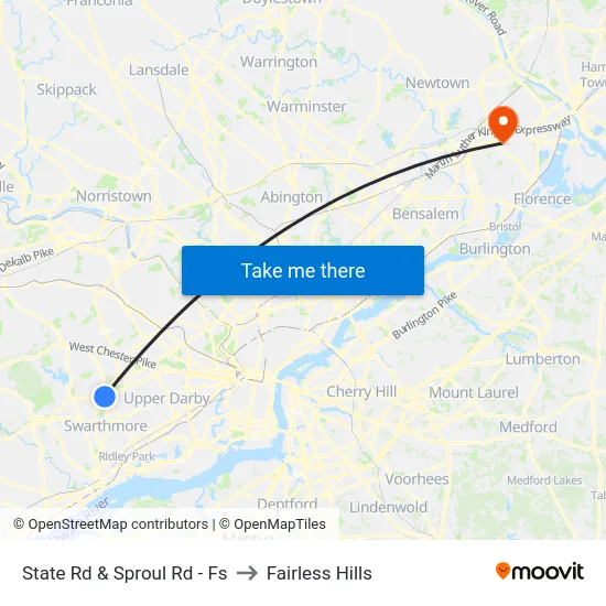 State Rd & Sproul Rd - Fs to Fairless Hills map