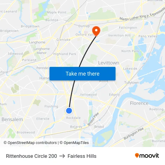 Rittenhouse Circle 200 to Fairless Hills map