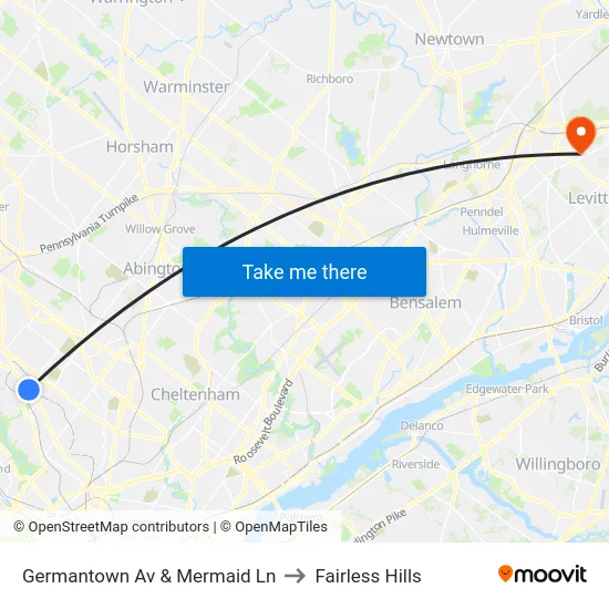 Germantown Av & Mermaid Ln to Fairless Hills map