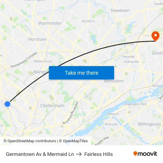 Germantown Av & Mermaid Ln to Fairless Hills map