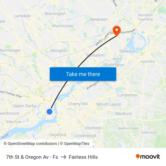7th St & Oregon Av - Fs to Fairless Hills map